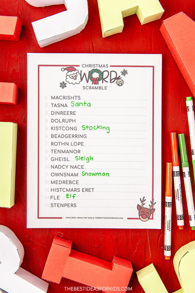 Scramble words for Christmas