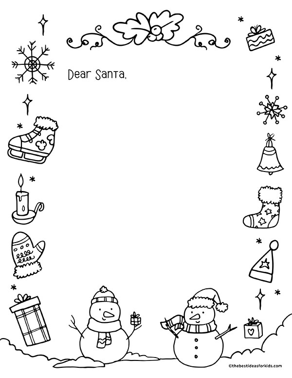 Snowman Theme Letter for Santa Template
