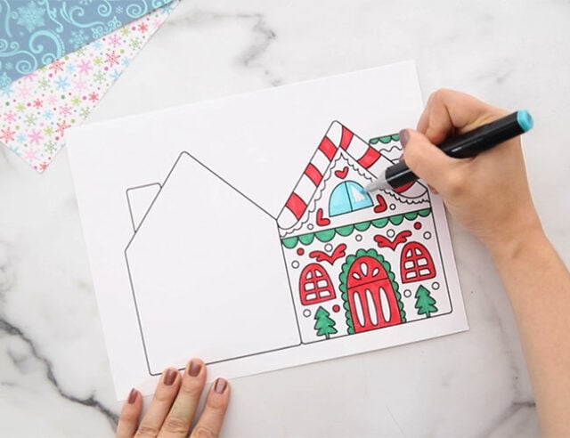 color gingerbread house cards