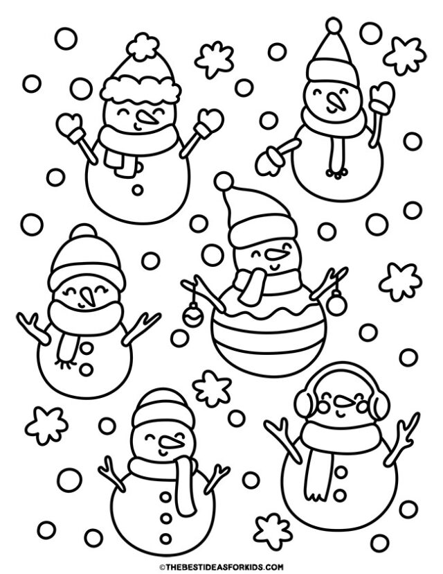 happy snowmen coloring page