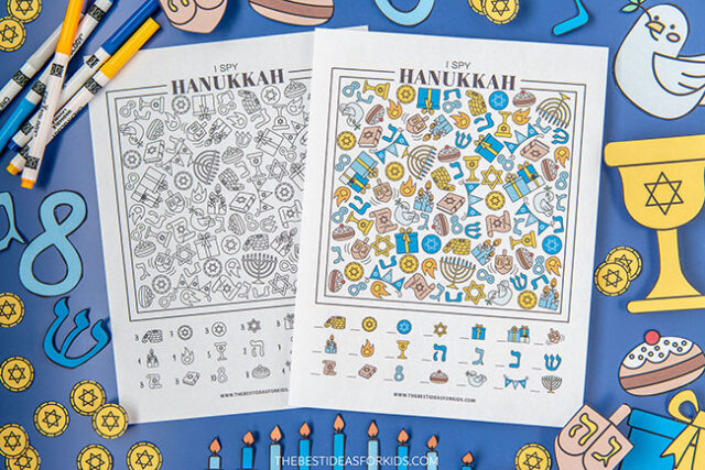 printable I spy hanukkah sheets