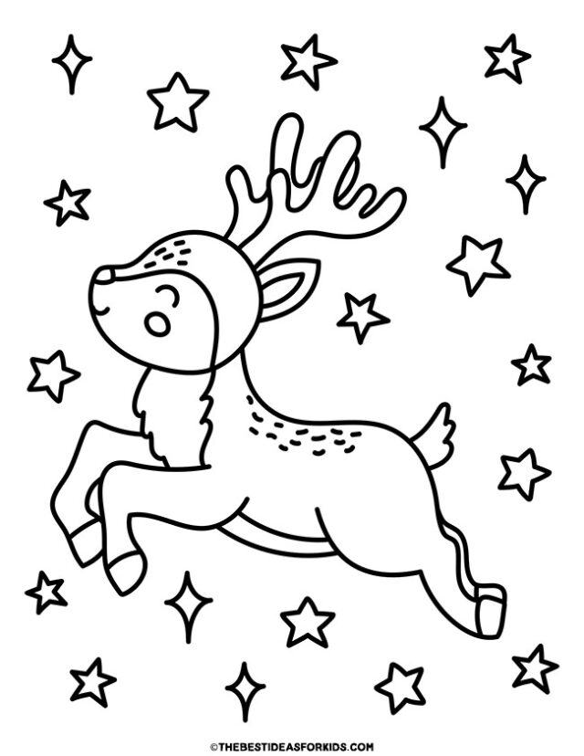 reindeer at night coloring page