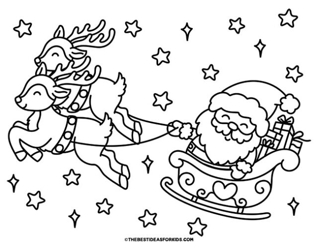 reindeer with santa coloring page