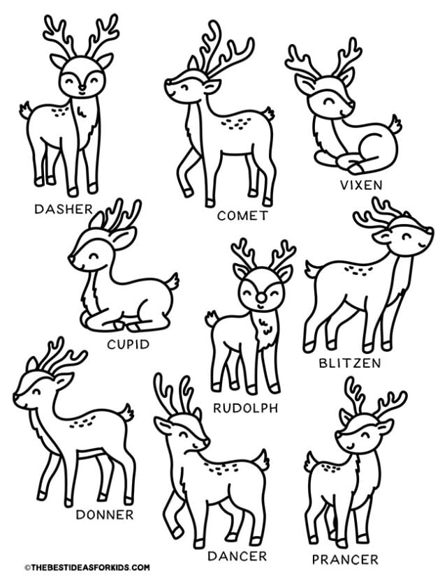 santas reindeer coloring page