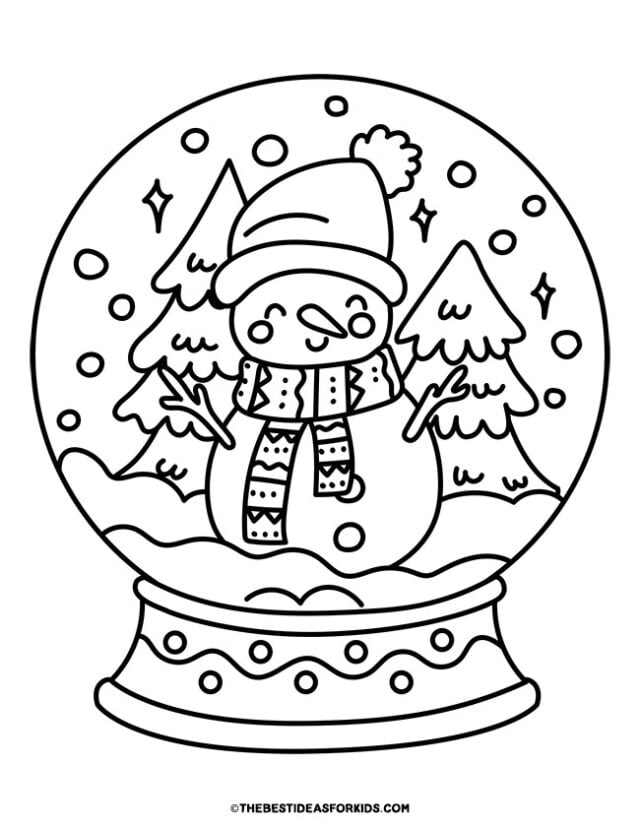 snowman snowglobe coloring page