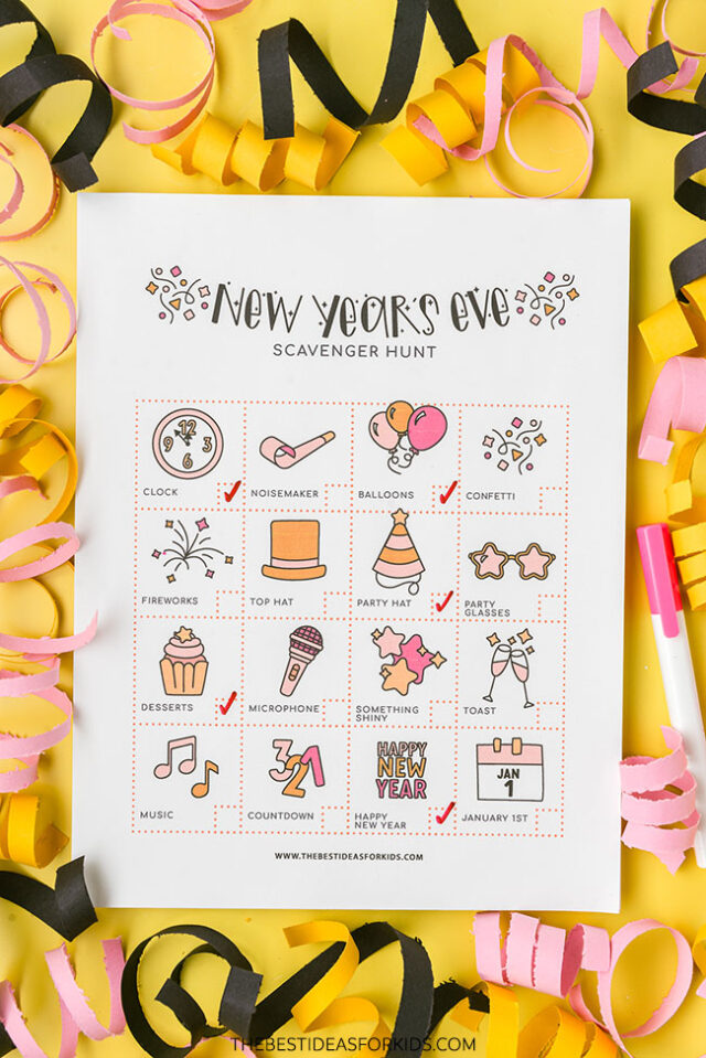 Free Printable New Year's Eve Scavenger Hunt