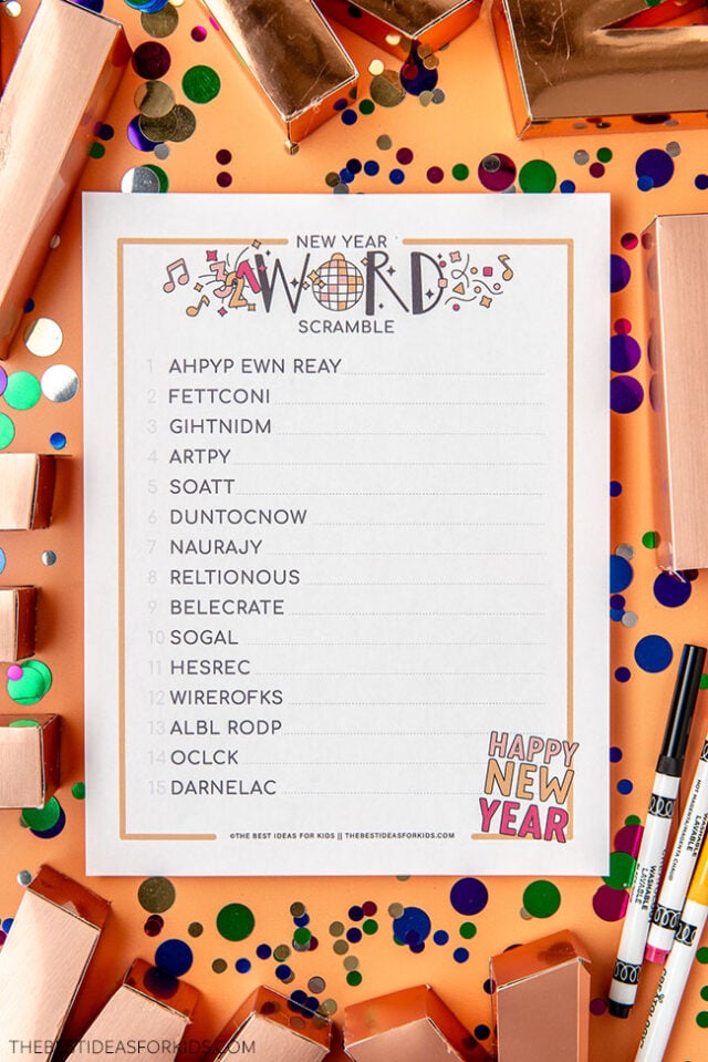 New Year's Eve Word Scramble