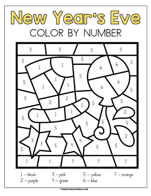 New years color by number free printables the best ideas for kids