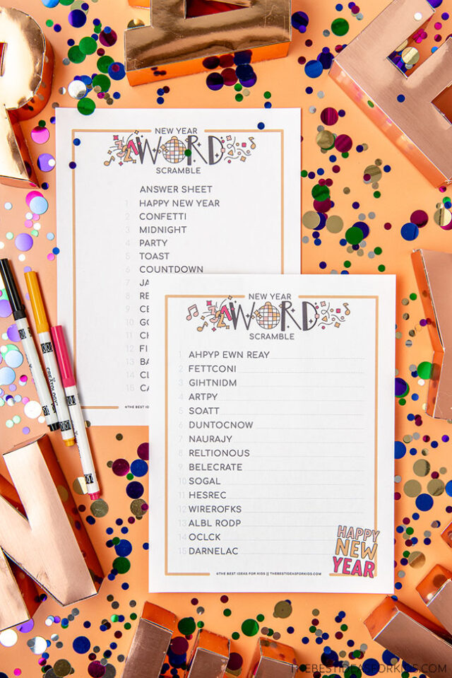 New Years Word Scramble Printable