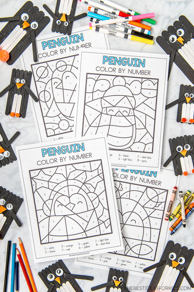 Penguin Color by Number Printables