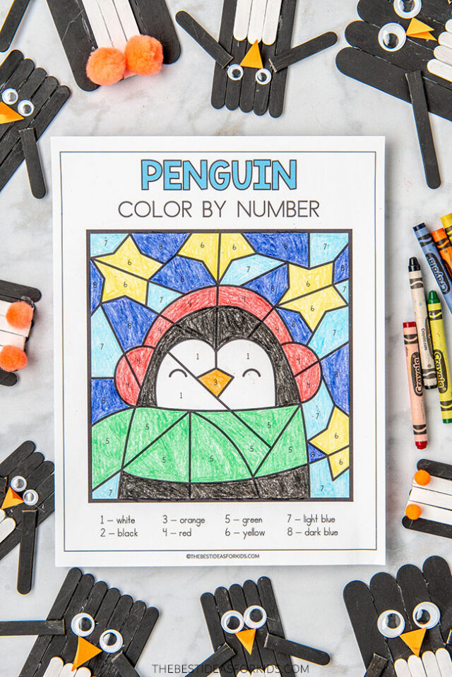 Penguin Color by Number Sheet