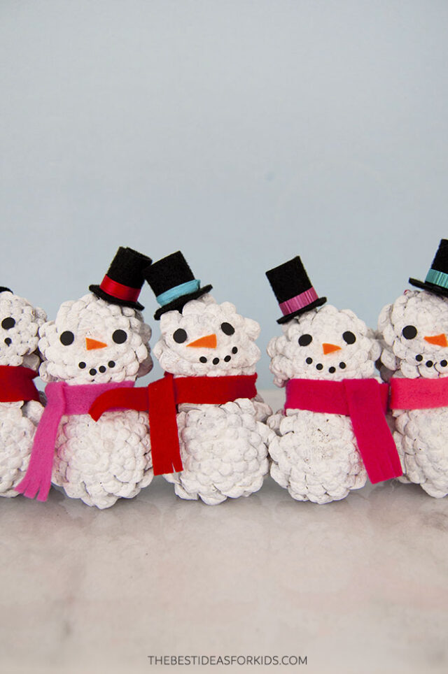 Pine Cone Snowman Craft for Kids