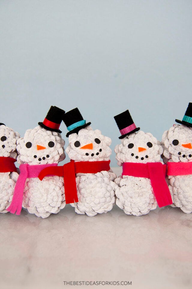 Pine Cone Snowman Craft for Kids