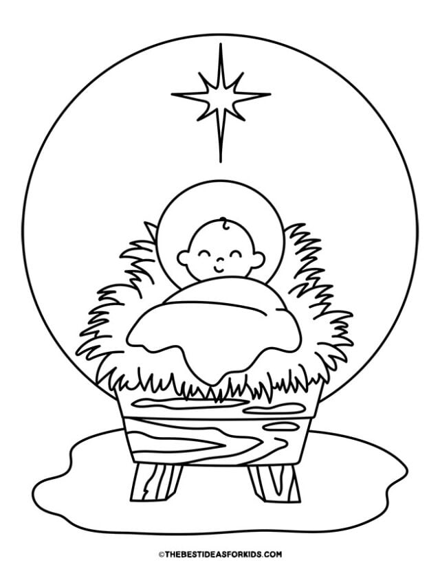 jesus in manger coloring page