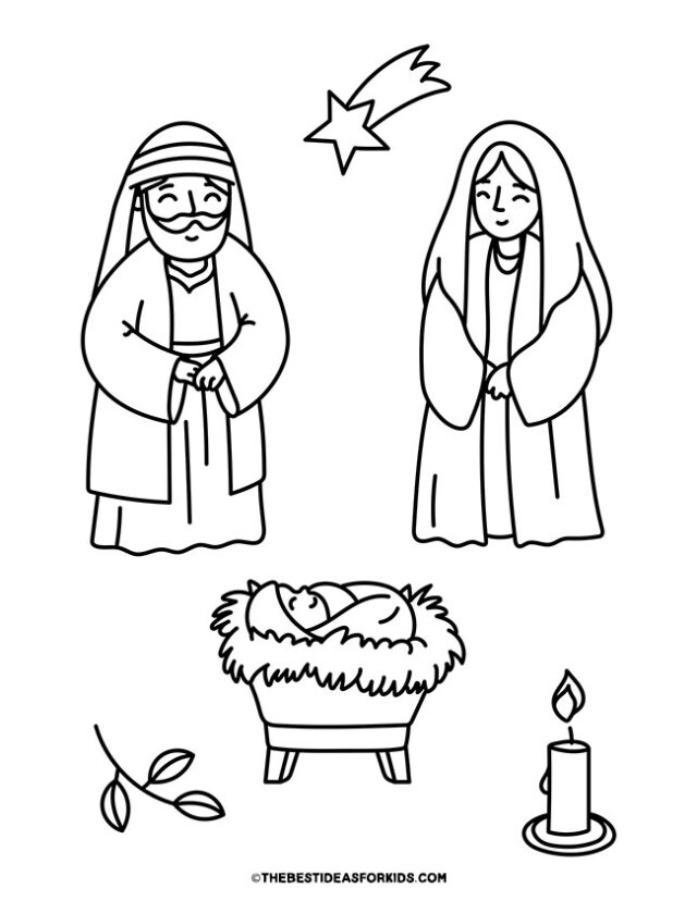 mary and joseph coloring page