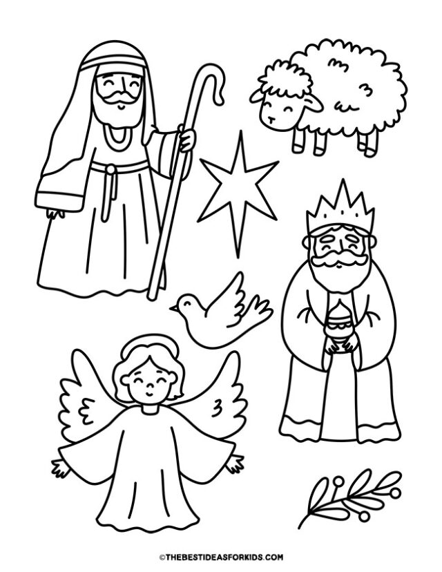 nativity characters coloring page