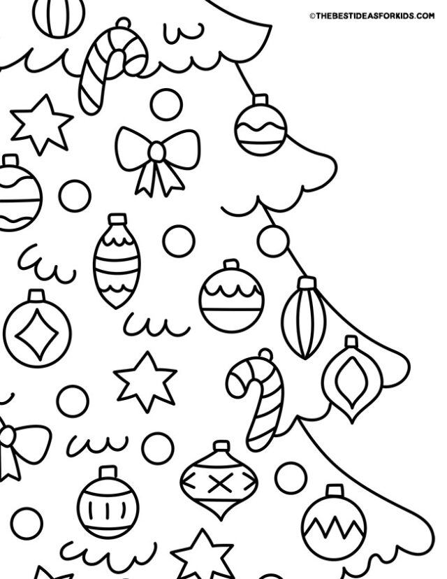 ornaments on tree coloring page