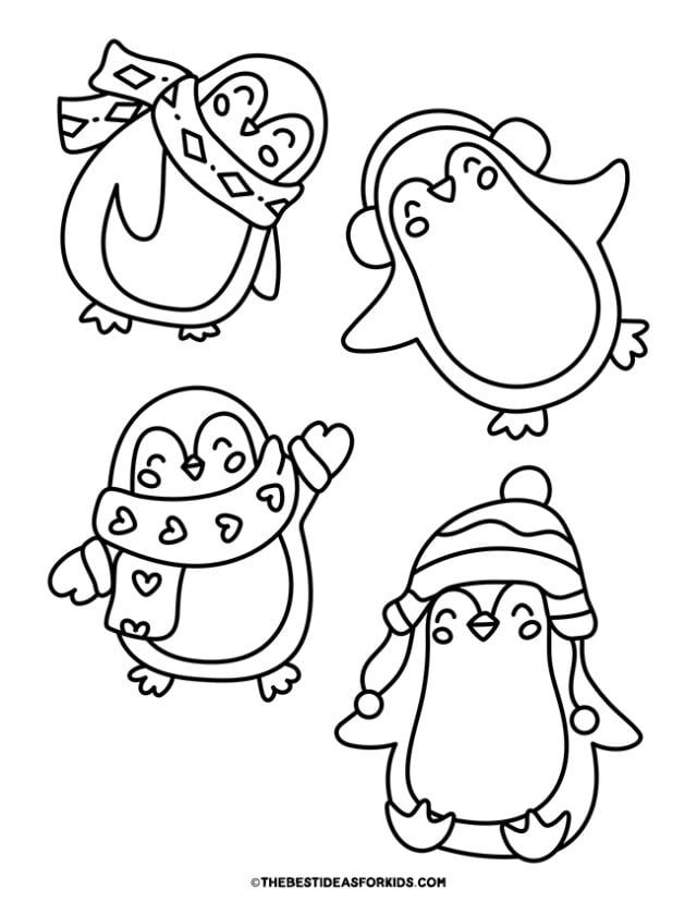 penguin friends coloring page