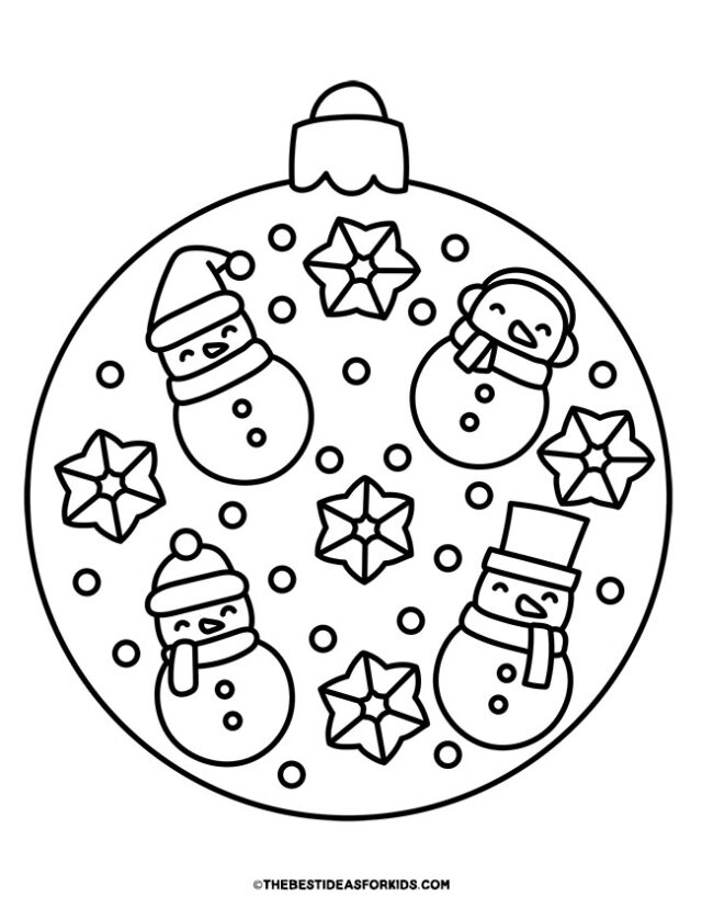 snowman ornament coloring page