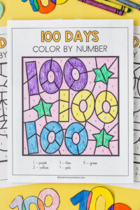 100 days of school color by number
