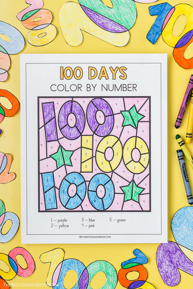 100th day of school color by number