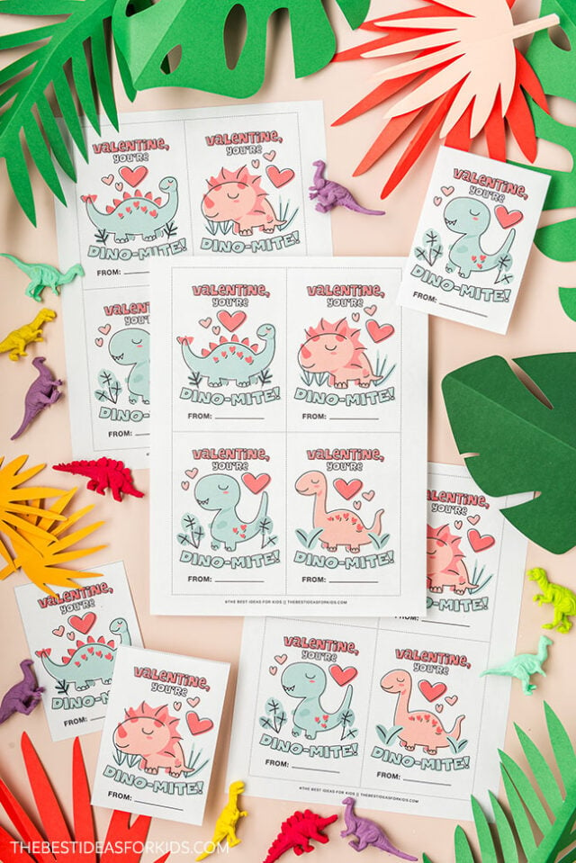 Dinosaur Valentine Printable Cards