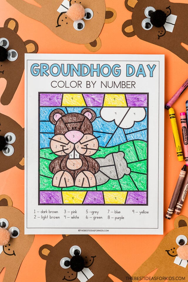 Free Groundhog Day Color by Number