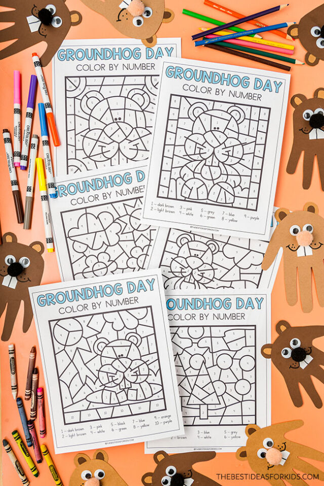 Free Printable Groundhog Day Color by Number
