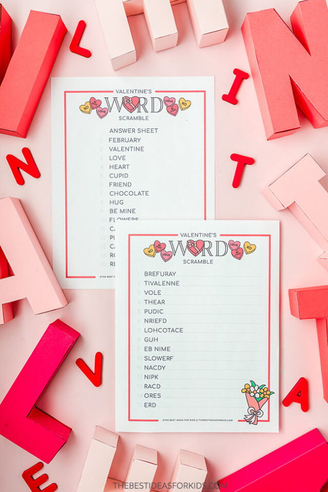 Free Printable Valentine Word Scramble