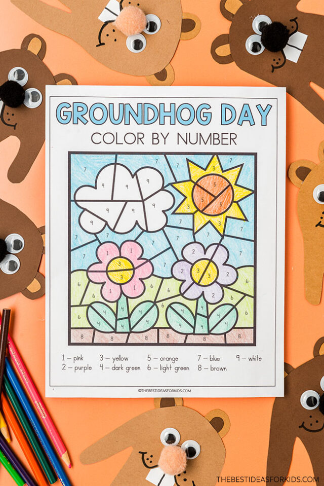 Groundhog Day Color by Number Free