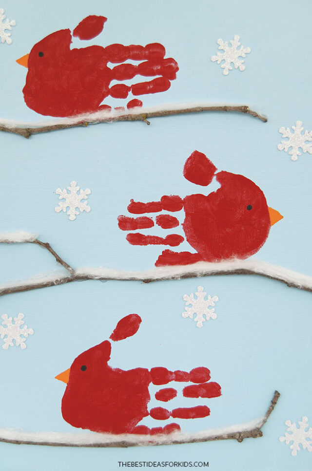 Hand Print Cardinal Art