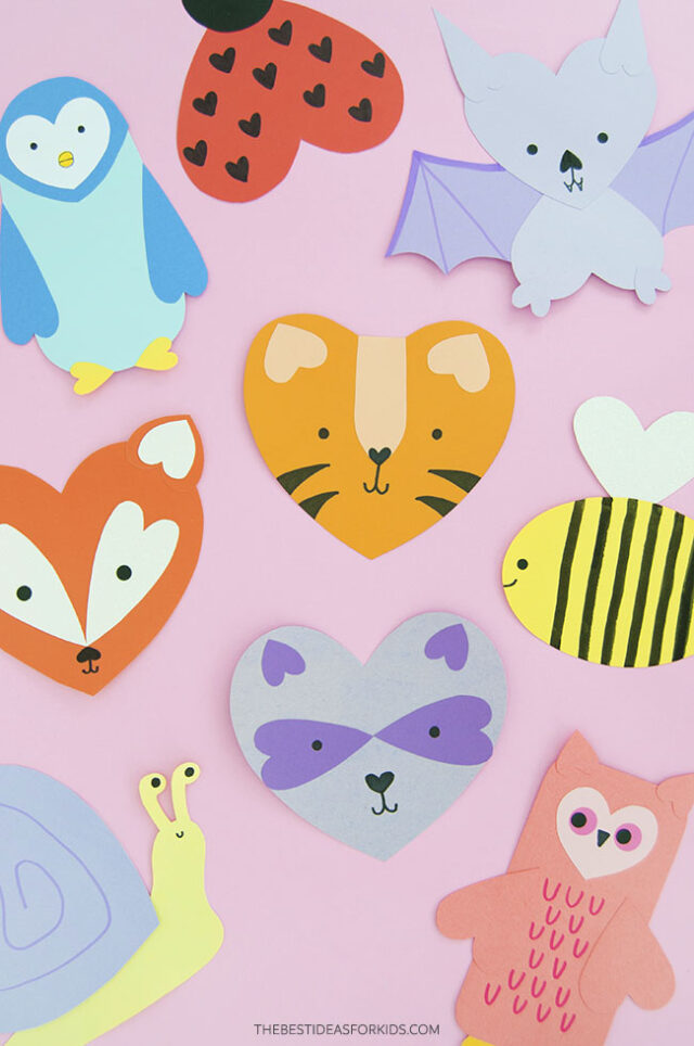 Paper Heart Animal Crafts