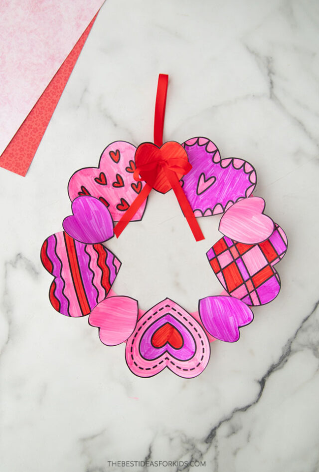 Paper Heart Wreath Craft