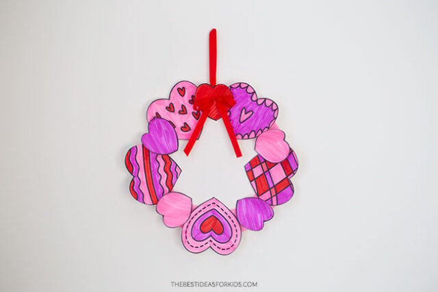 Paper Plate Heart Wreath Craft