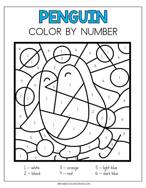 Penguin Skating Color by Number