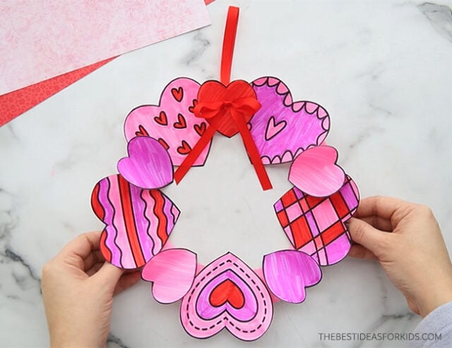 Printable Paper Heart Wreath