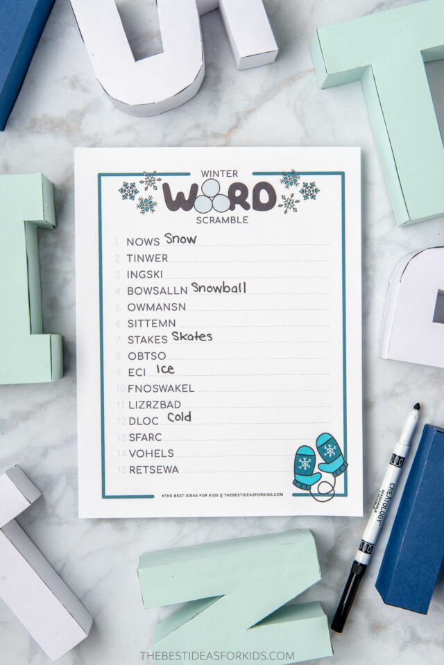 Printable Winter Word Scramble