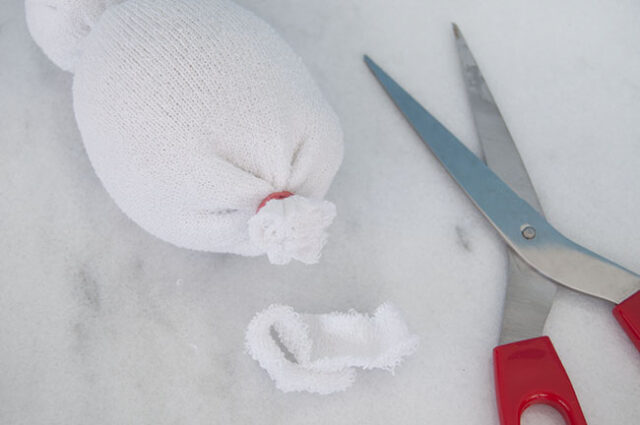 Trimming excess sock