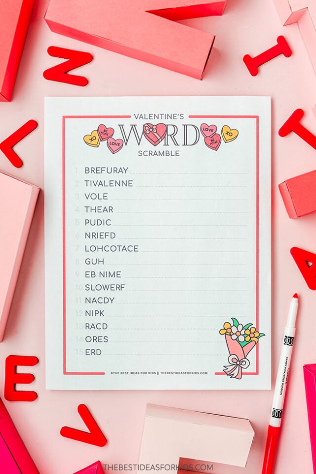 Valentine Word Scramble Printable