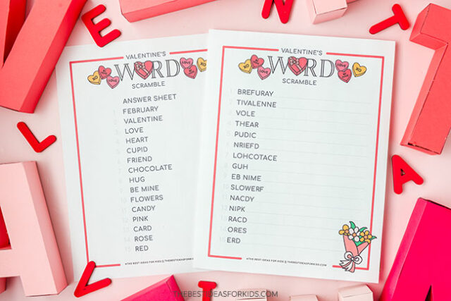 Valentine's Day Word Scramble Printable