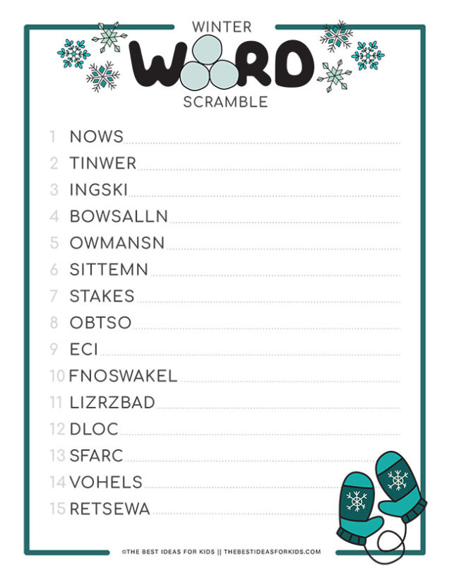 Word Scramble Winter