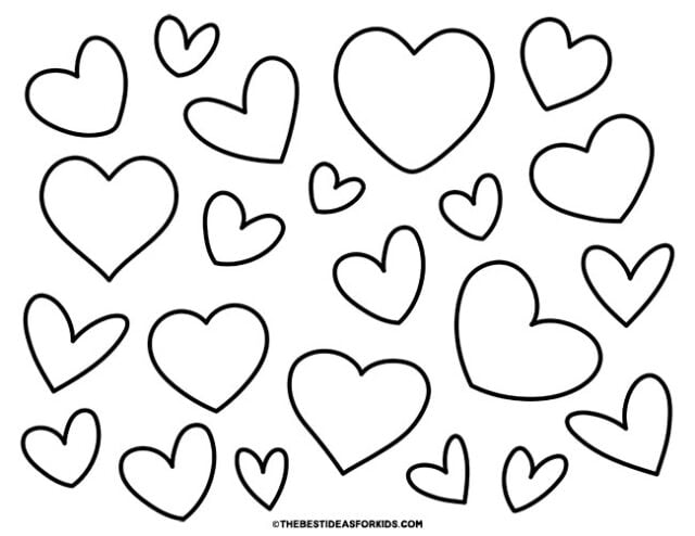 cute hearts coloring page