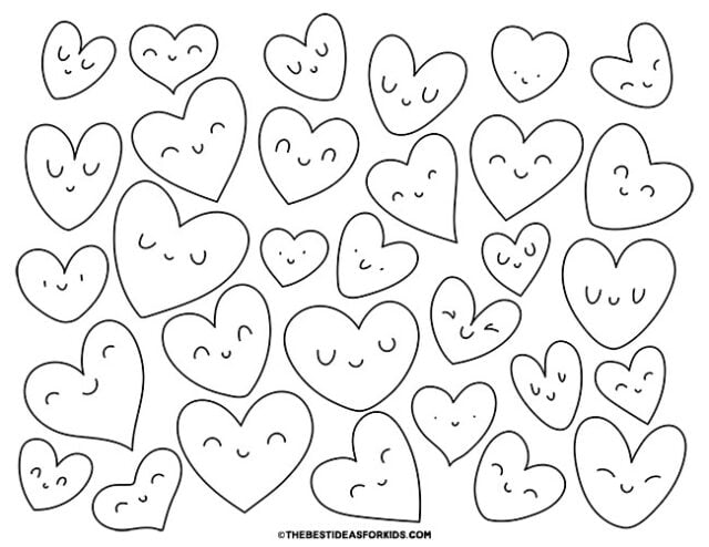 heart faces coloring page