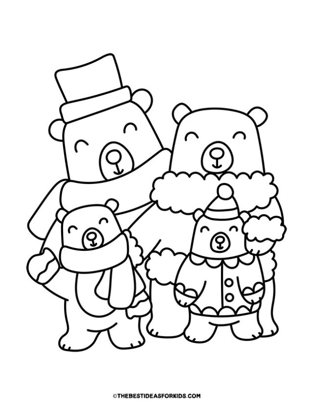 polar bear family coloring page