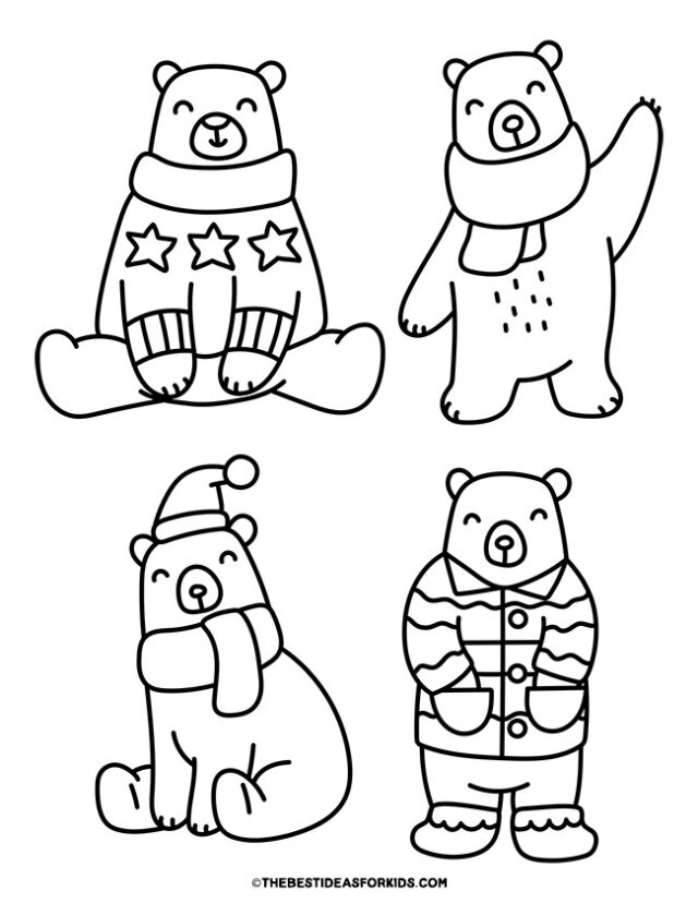 polar bear friends coloring page