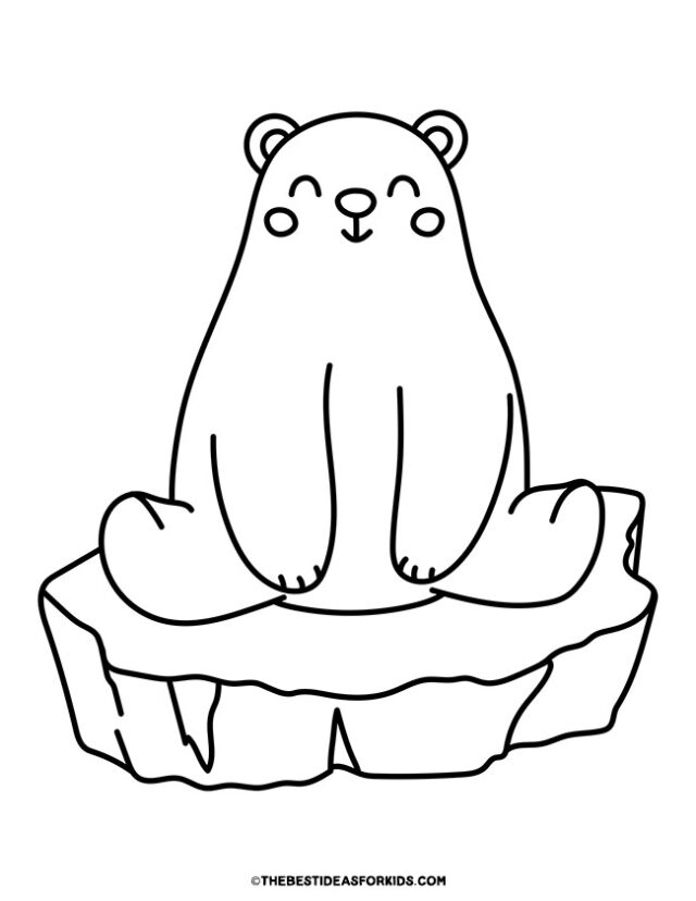 polar bear on ice coloring page