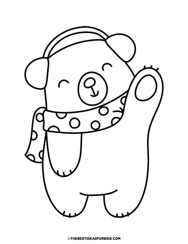 polar bear waving coloring page