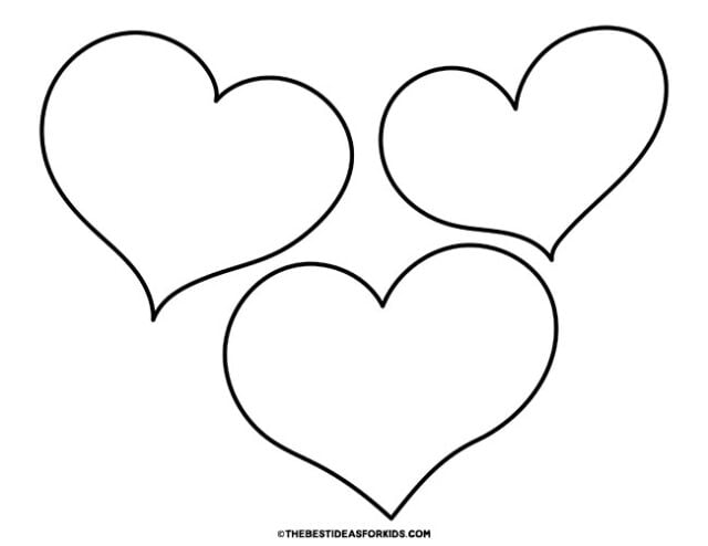 three hearts coloring page