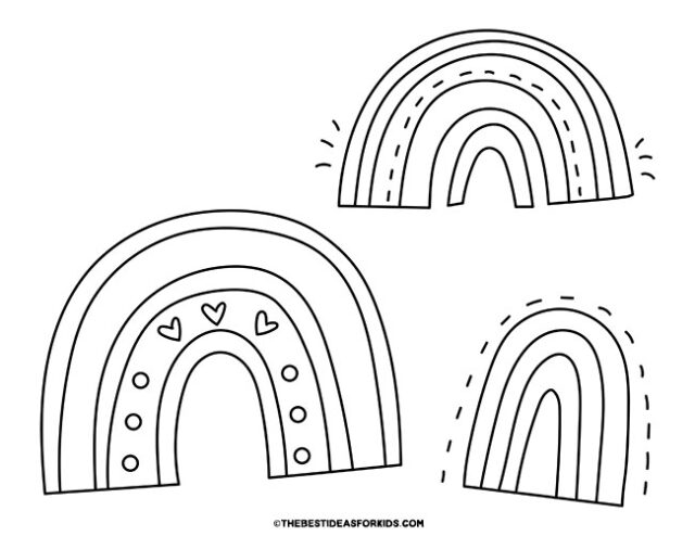 3 rainbows coloring page