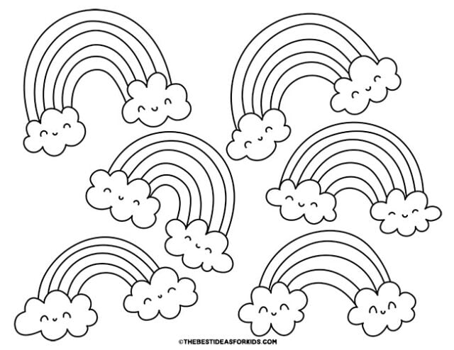 6 rainbows coloring page